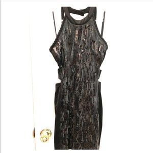 Bebe sequined cut out mini dress